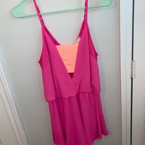 Lush Hot Pink and Orange Romper